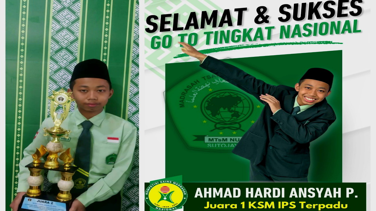 Siswa MTs Ma'arif NU 2 Sutojayan Raih Juara 1 KSM IPS Terpadu Tingkat Provinsi