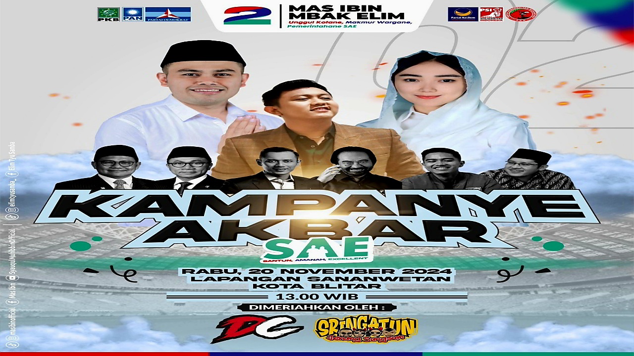 Paslon Ibin-Elim Hadirkan Denny Caknan dalam Kampanye Akbar di Kota Blitar