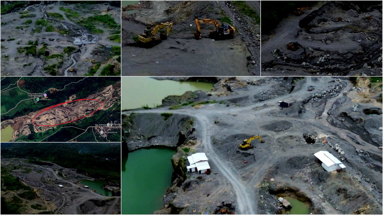 Sejumlah Alat Berat yang Ditemukan di Lokasi Pertambangan Kali Bladak, Kecamatan Nglegok, Kabupaten Blitar, Minggu, 2 Februari 2025. (Foto: Dok. PC PMII Blitar)